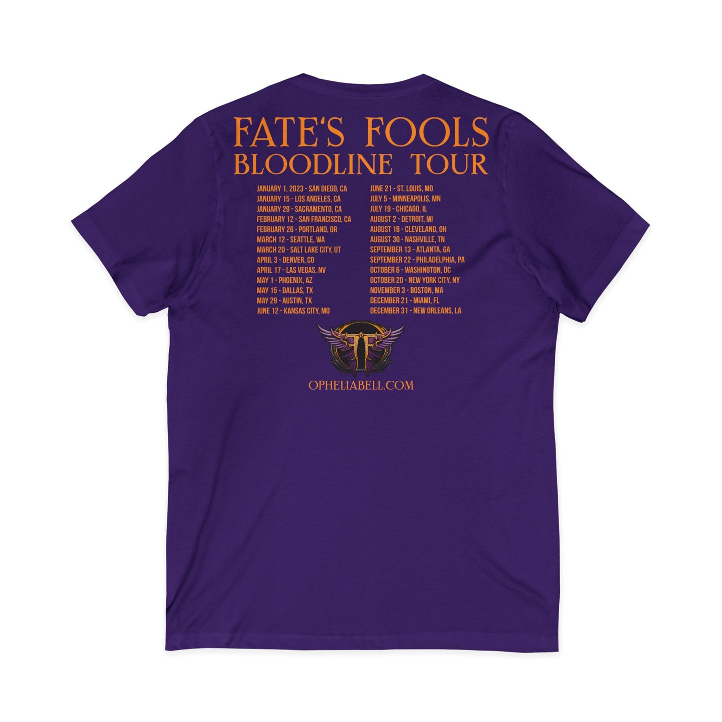 Fate’s Fools Tour V-Neck Tee – Band Logo & Dates Concert Shirt