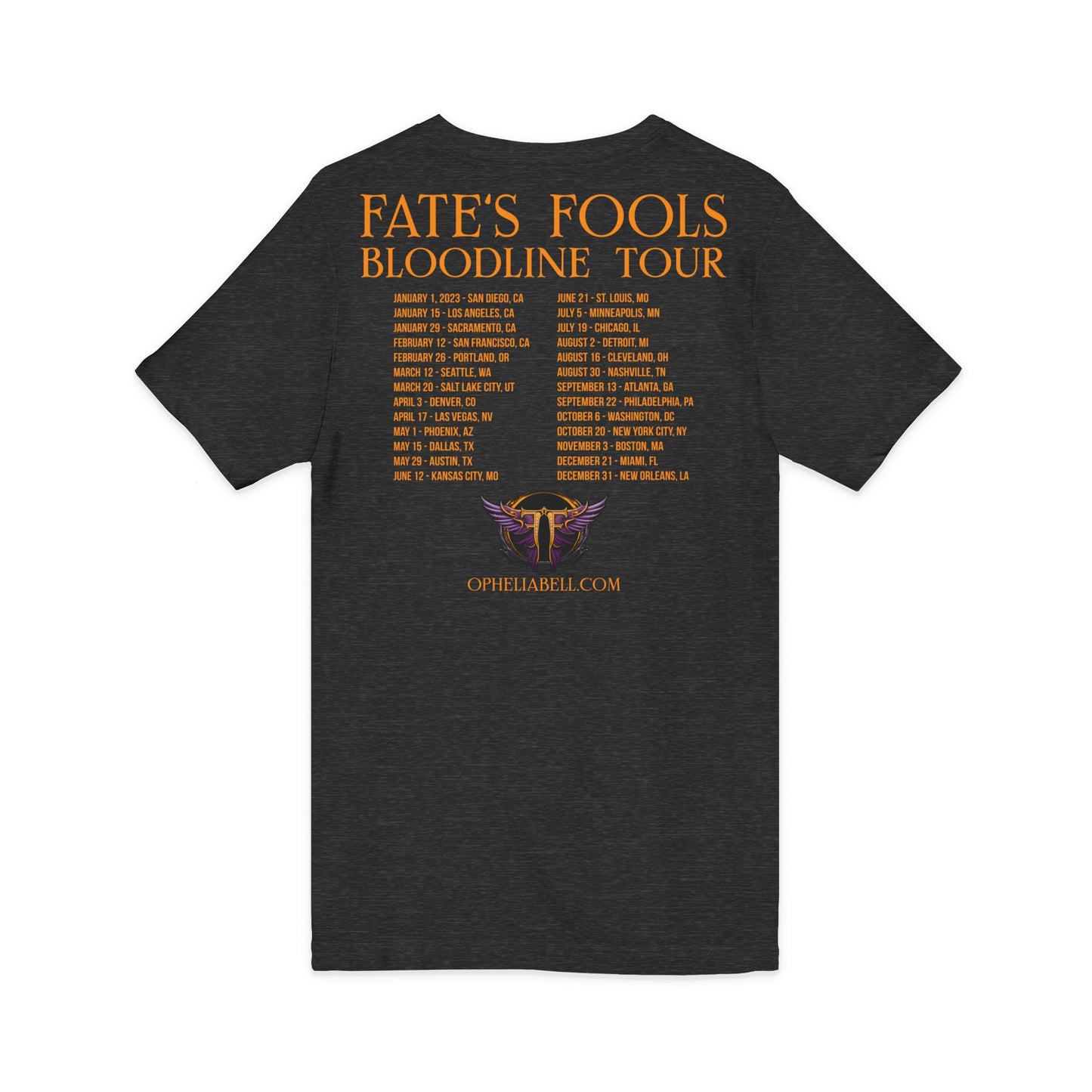 Fate’s Fools Tour V-Neck Tee – Band Logo & Dates Concert Shirt
