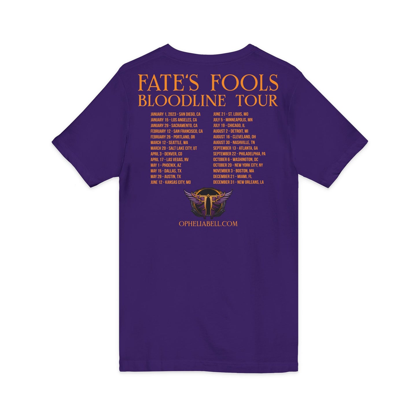 Fate’s Fools Tour V-Neck Tee – Band Logo & Dates Concert Shirt