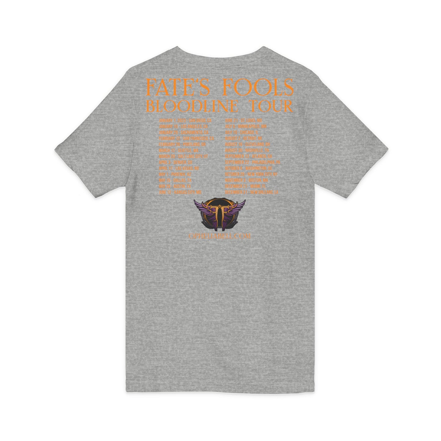 Fate’s Fools Tour V-Neck Tee – Band Logo & Dates Concert Shirt