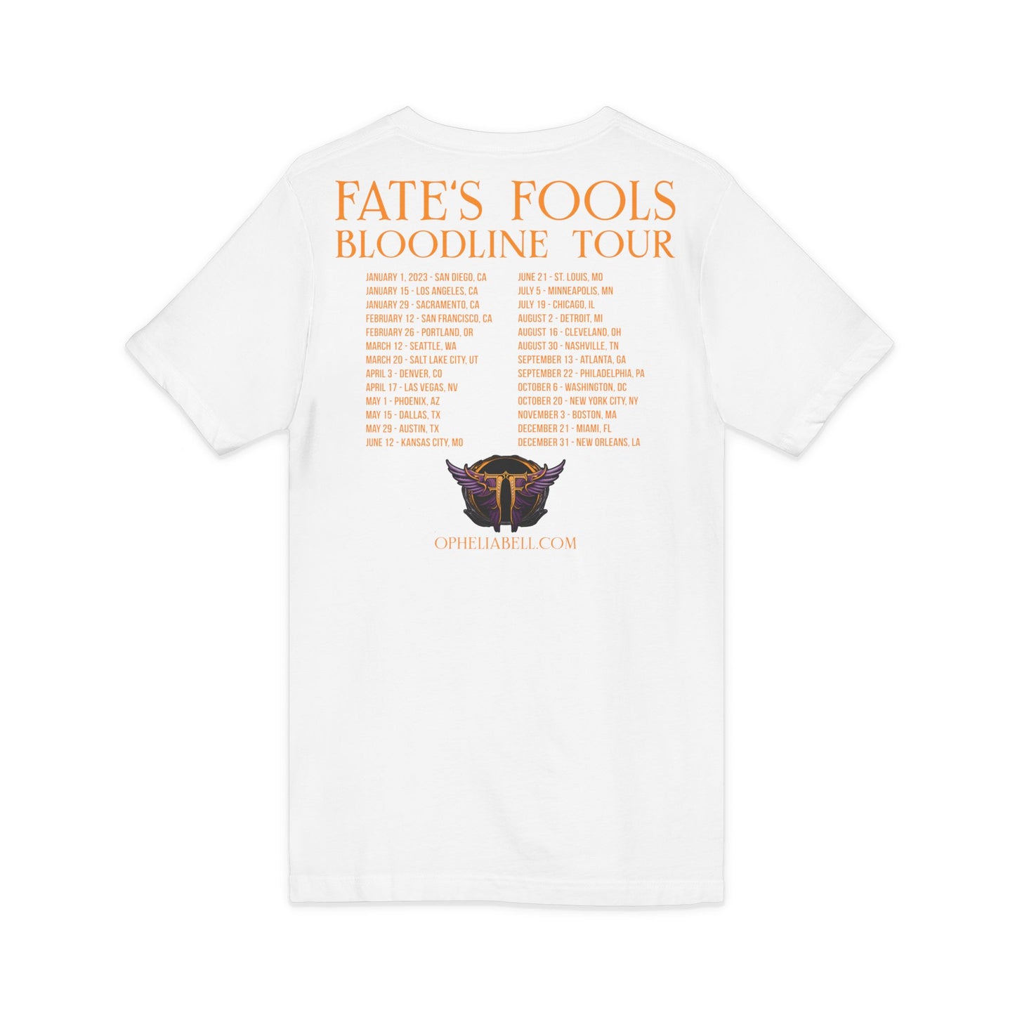 Fate’s Fools Tour V-Neck Tee – Band Logo & Dates Concert Shirt
