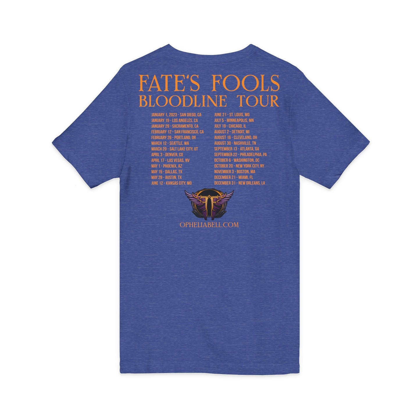 Fate’s Fools Tour V-Neck Tee – Band Logo & Dates Concert Shirt