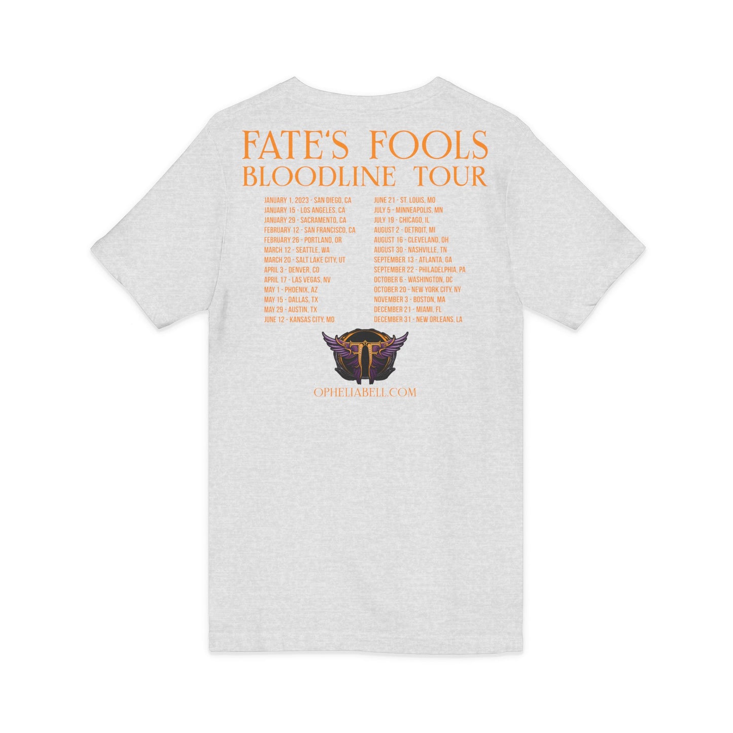 Fate’s Fools Tour V-Neck Tee – Band Logo & Dates Concert Shirt