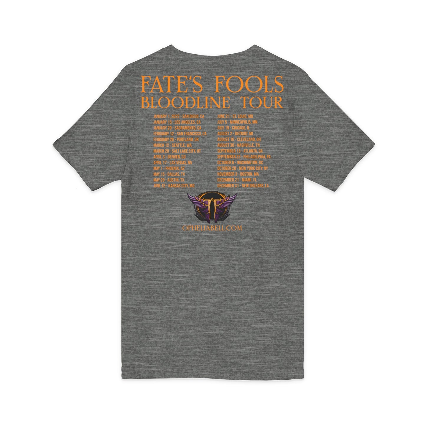 Fate’s Fools Tour V-Neck Tee – Band Logo & Dates Concert Shirt