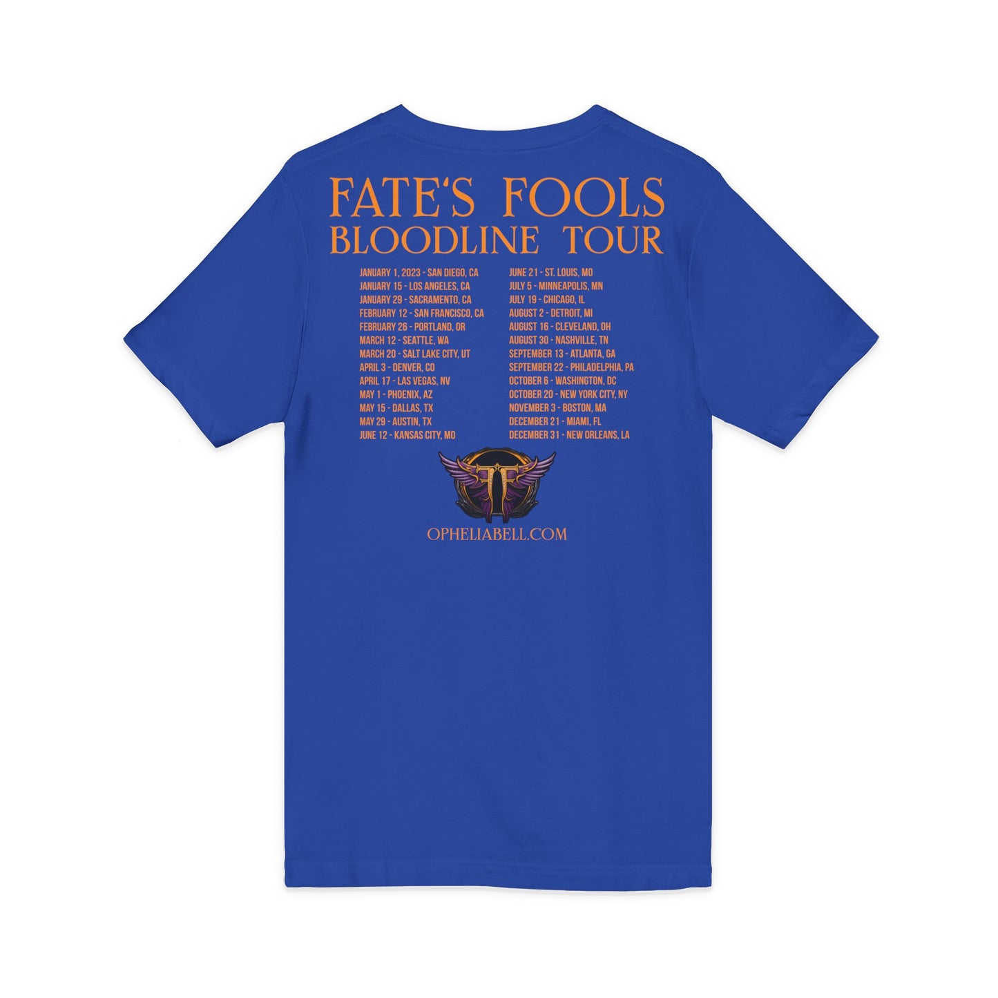 Fate’s Fools Tour V-Neck Tee – Band Logo & Dates Concert Shirt