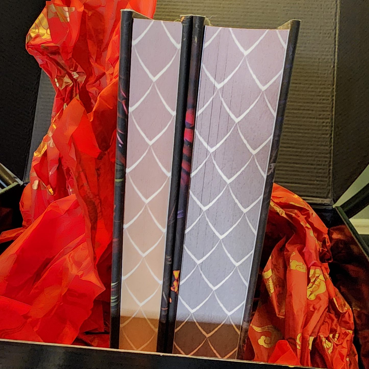 Premium hardcovers showing printed edges (not sprayed).