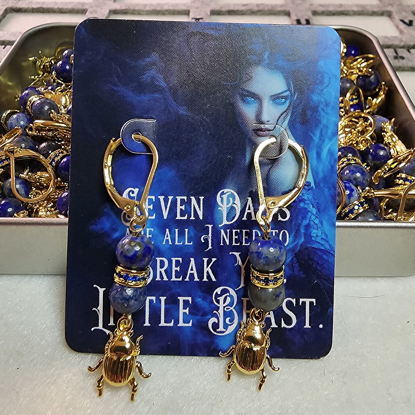 Dragon Betrayed 10th Anniversary — Lapis Scarab Earrings